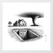 Tornado House Kelder met Kruis Raamsticker (Vel)