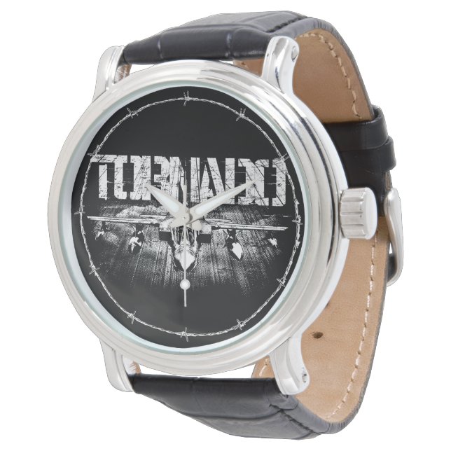 Tornado IDS Zwart  Leder Horloge (Gekanteld)