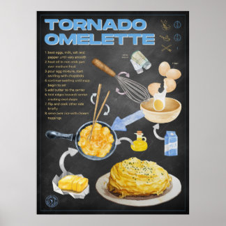 Tornado Omelet Recept Krijtbord Keuken Kunst Poster