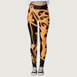 Tornado Oranje Pony Paard Hengst Ros Line Art Leggings