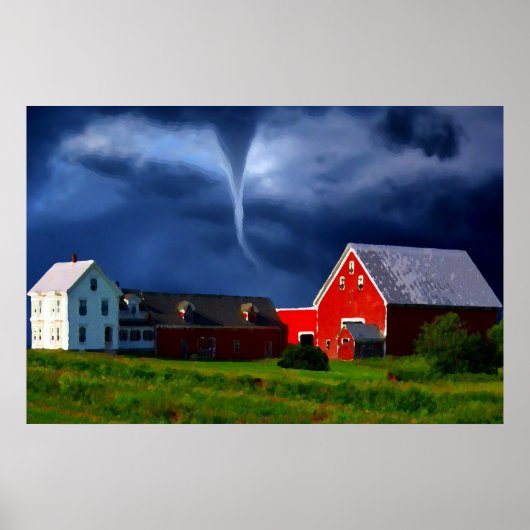 Tornado Red Barn Storm Extreme Weather Poster (Voorkant)