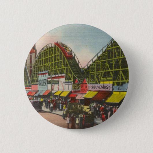 Tornado Roller Onderzetter - Coney Island NY /The  Ronde Button 5,7 Cm (Voorkant)