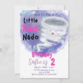 Tornado Roze Meisjes 2 Verjaardag Two-Nado Uitnodi Kaart (Voorkant)