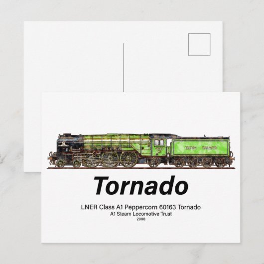 Tornado  Stoomtrein Engels Locomotief Briefkaart (Voorkant / Achterkant)