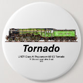 Tornado Stoomtrein Engels Locomotief Ronde Button 6,0 Cm (Voorkant)