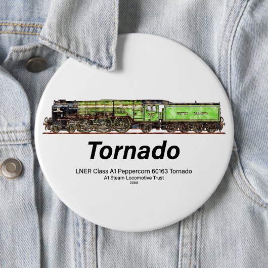 Tornado Stoomtrein Engels Locomotief Ronde Button 6,0 Cm (In situ)