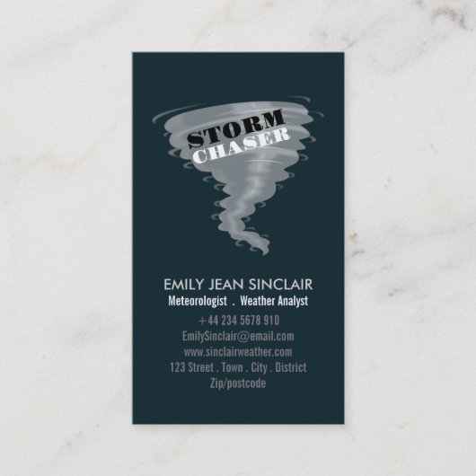 Tornado - Storm Chaser Design, Meteoroloog Visitekaartje (Voorkant)