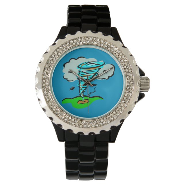Tornado Storm Chaser Weer Twister Horloge (Voorkant)