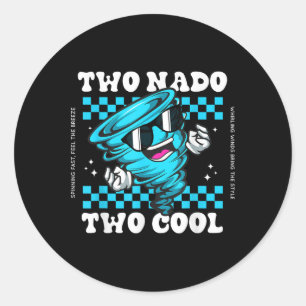 Tornado Twee Jaar Oud Jongen Verjaardag Twee-nado  Ronde Sticker