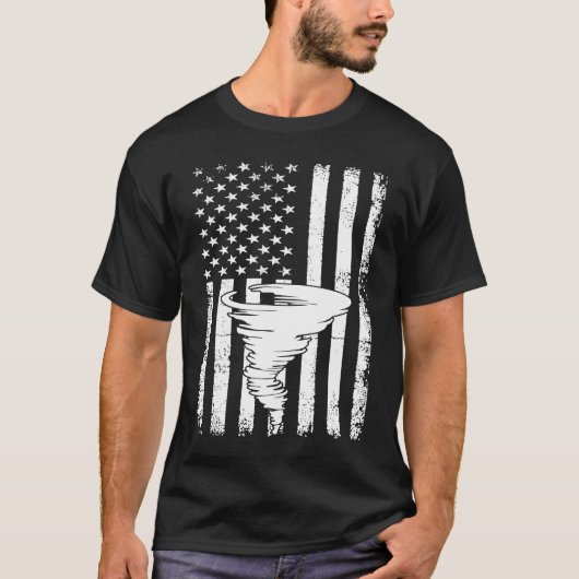 Tornado US Flag Hurricane Storm Tornado Chaser Men T-shirt (Voorkant)