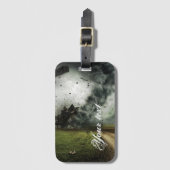 Tornado vernietigende huis storm meteorologie bagagelabel (Voorkant (verticaal))