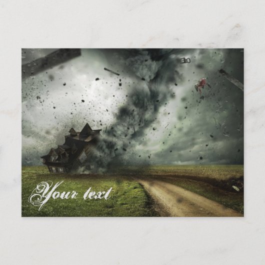 Tornado vernietigende huis storm meteorologie briefkaart (Voorkant)