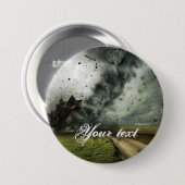 Tornado vernietigende huis storm meteorologie ronde button 7,6 cm (Voorkant /achterkant)