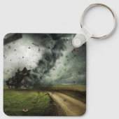 Tornado vernietigende huis storm meteorologie sleutelhanger (Achterkant)