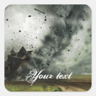 Tornado vernietigende huis storm meteorologie vierkante sticker