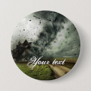 Tornado verwoest huis storm meteorologie  ronde button 7,6 cm