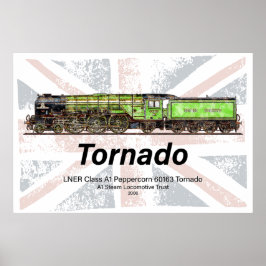 Tornado Vintage Stoomtrein Engelse Locomotief Poster