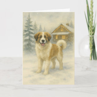 Tornjak Holiday Glow – Watercolor Winter Kaart