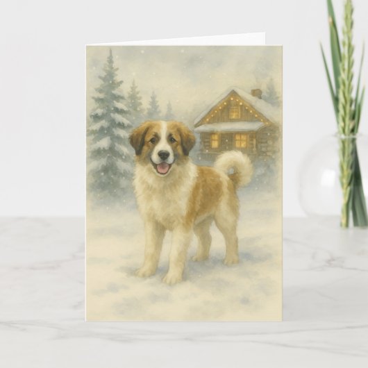 Tornjak Kerstglans – Winter Watercolor Kaart (Voorkant)