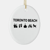 Toronto Beach Icons Monotone Black Keramisch Ornament (Rechts)