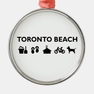 Toronto Beach Icons Monotone Black Metalen Ornament