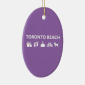 Toronto Beach Icons Monotone Dark Keramisch Ornament (Rechts)