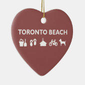Toronto Beach Icons Monotone Dark Keramisch Ornament (Rechts)