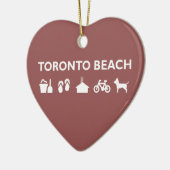 Toronto Beach Icons Monotone Dark Keramisch Ornament (Links)