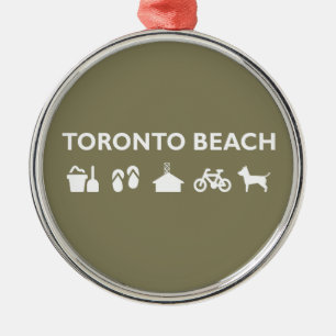 Toronto Beach Icons Monotone Dark Metalen Ornament