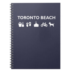 Toronto Beach Icons Monotone Dark Notitieboek