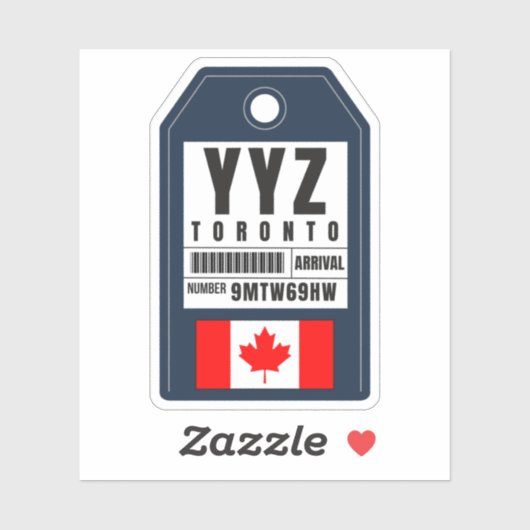 Toronto Boarding Pass - Canada YYYZ Sticker (Vel)