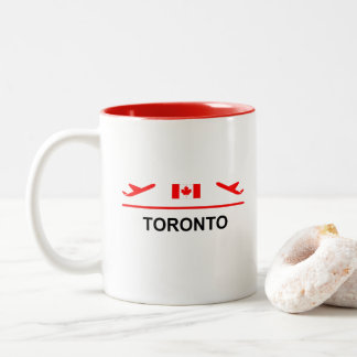 Toronto Canada Airport Plane Light Color Tweekleurige Koffiemok