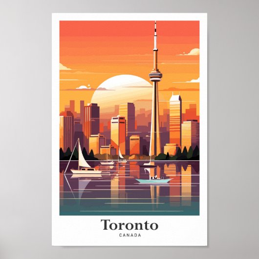 Toronto Canada Art Vintage Travel Illustratie Poster (Voorkant)