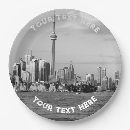 Toronto Canada Black and White  Custom Papieren Bordje (Voorkant)