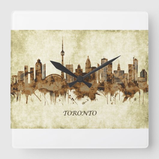Toronto Canada Cityscape Vierkante Klok (Voorkant)