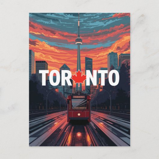Toronto Canada CN Tower Streetcar Briefkaart (Voorkant)