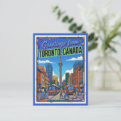 Toronto Canada Groeten Retro Briefkaart (Staand voorkant)