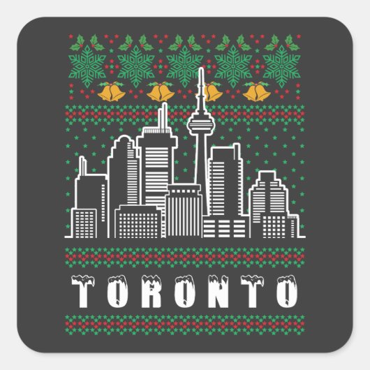 Toronto Canada Lelijke Kerst Vierkante Sticker (Voorkant)