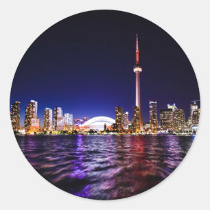 Toronto, Canada Night Skyline Ronde Sticker