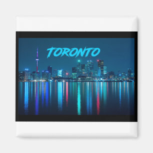 Toronto Canada Nightime Skyline over water gekleur Magneet