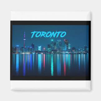 Toronto Canada Nightime Skyline over water gekleur Magneet