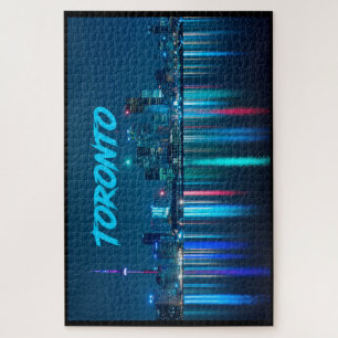 Toronto Canada Nightime Skyline over waternaam Legpuzzel