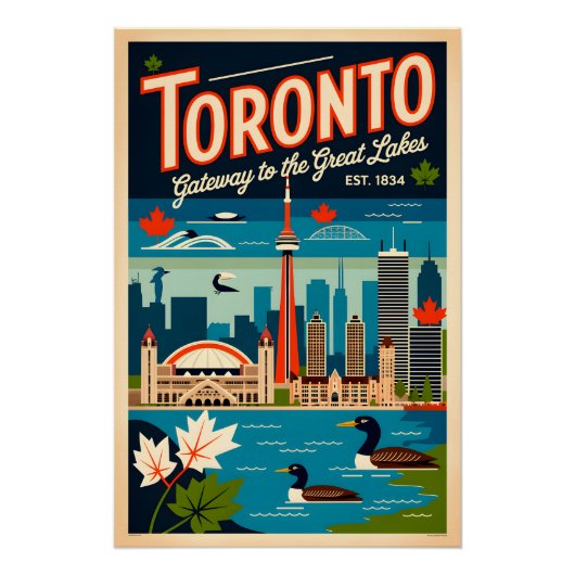 Toronto Canada Retro Reisposter Kunst Perfect Poster (Voorkant)