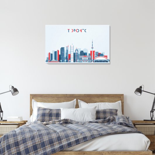 Toronto, Canada | Rode, witte en blauwe skies Canvas Afdruk (Insitu (Slaapkamer))