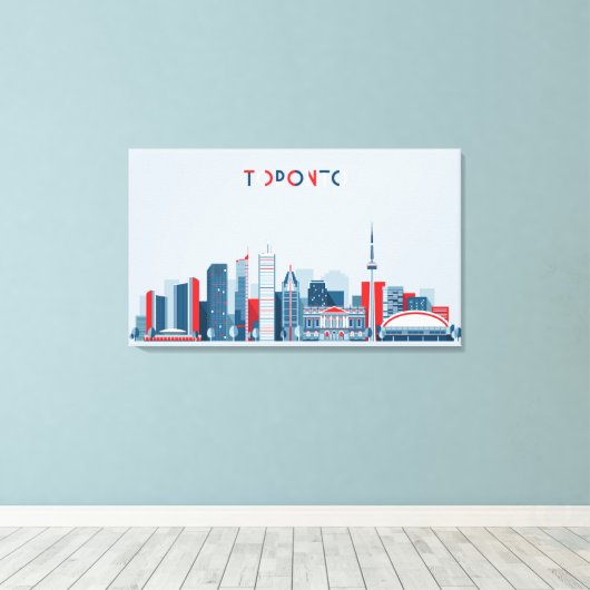 Toronto, Canada | Rode, witte en blauwe skies Canvas Afdruk (Insitu (Houten vloer))