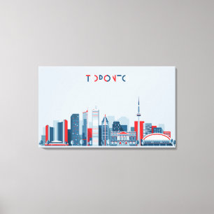 Toronto, Canada   Rode, witte en blauwe skies Canvas Afdruk