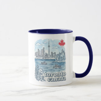 Toronto Canada Simple Blue Skyline Cute Cityscape Mok