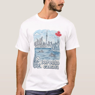 Toronto Canada Simple Blue Skyline Cute Cityscape T-shirt