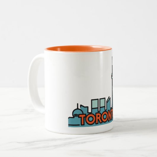 Toronto Canada Skyline Tweekleurige Koffiemok (Voorkant links)
