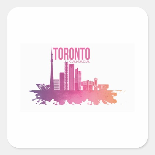 TORONTO CANADA SKYLINE VIERKANTE STICKER (Voorkant)